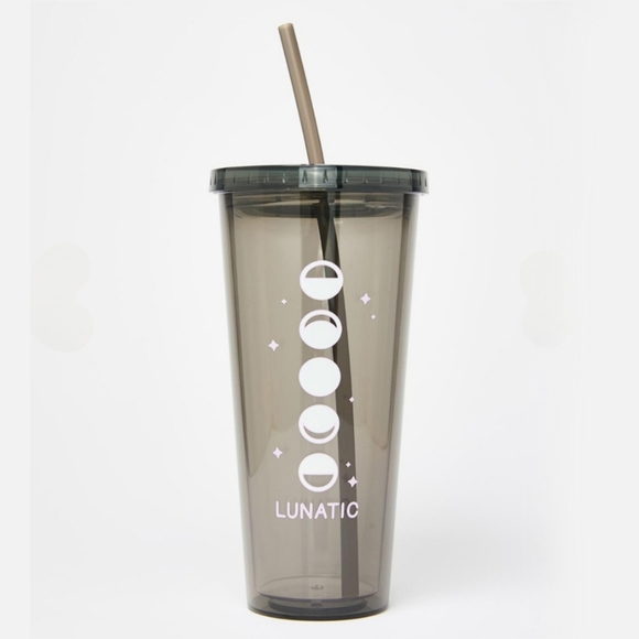 Femfetti ✦ Gray & White Cold Beverage Tumbler ✦ Reusable Cup + Straw NWT - Picture 1 of 3